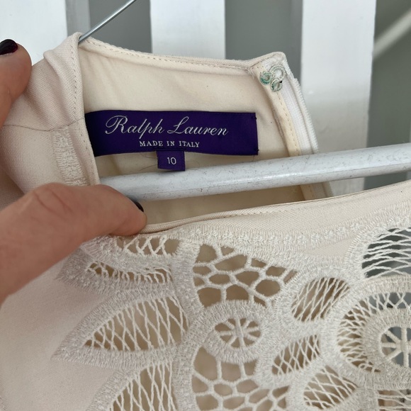 Purple label Ralph Lauren lace beige dress size 10 made in Italy - Picture 3 of 9